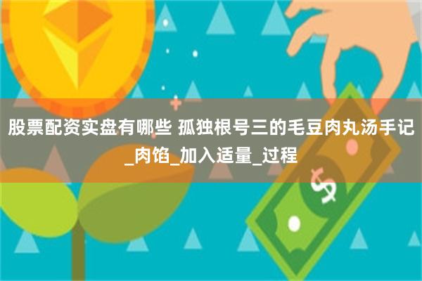 股票配资实盘有哪些 孤独根号三的毛豆肉丸汤手记_肉馅_加入适量_过程