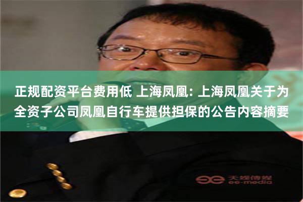 正规配资平台费用低 上海凤凰: 上海凤凰关于为全资子公司凤凰自行车提供担保的公告内容摘要